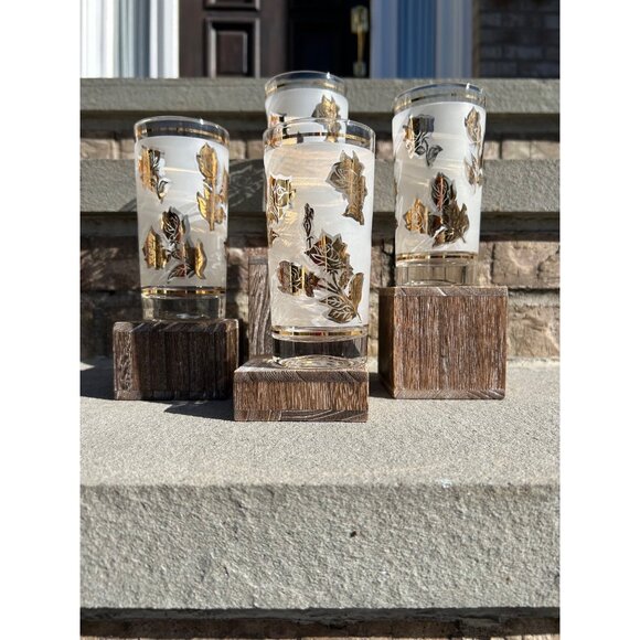 Vintage Mid Century Frosted Golden Rose Glass Tumblers. - Picture 10 of 10